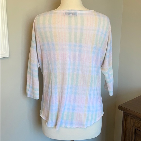 Wildfox Pastel Plaid Knit Raw Hem Sweater - Picture 3 of 12